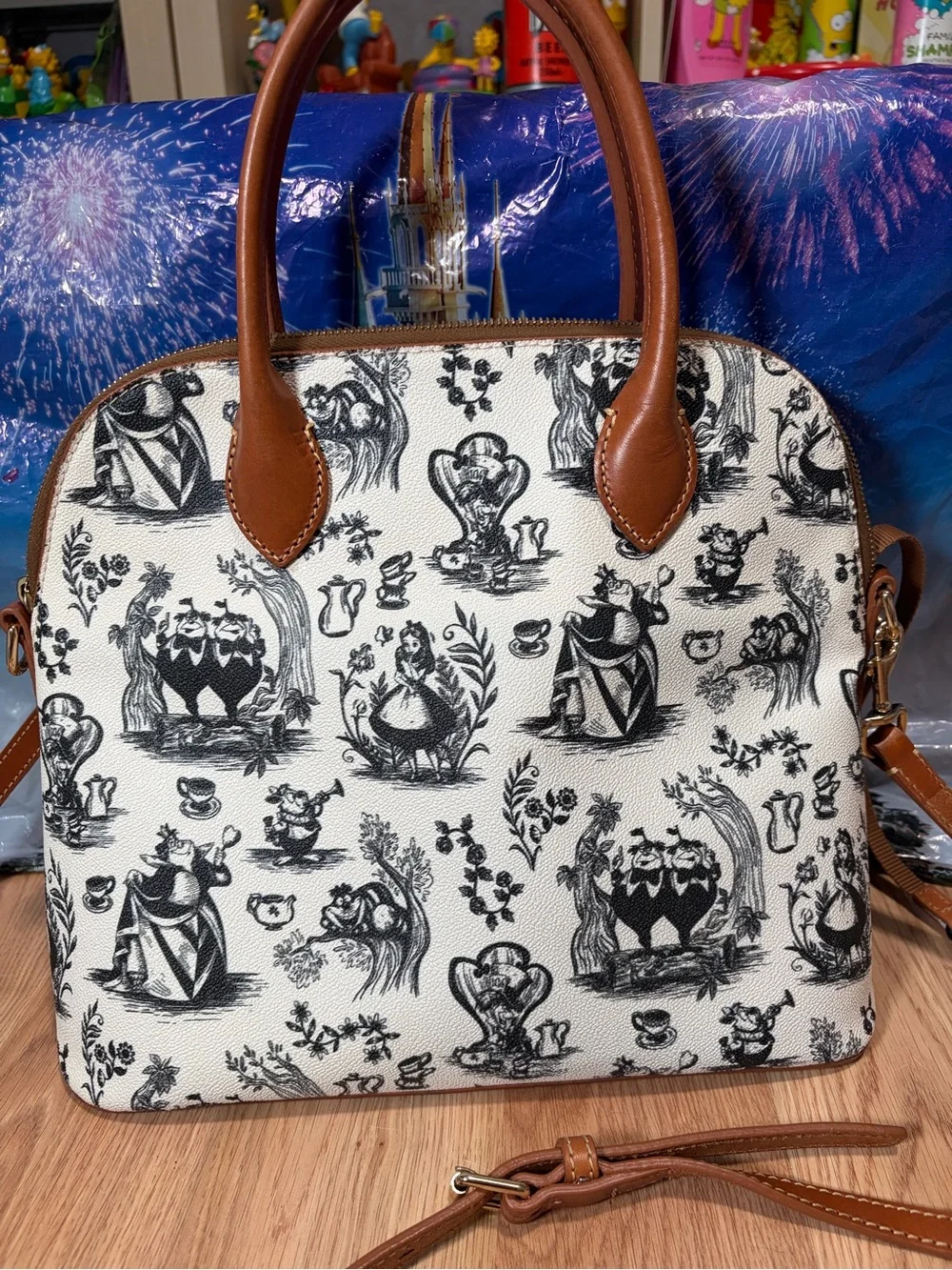 Dooney & Bourke Alice In Wonderland Women's Satchel Bag - Brown/White